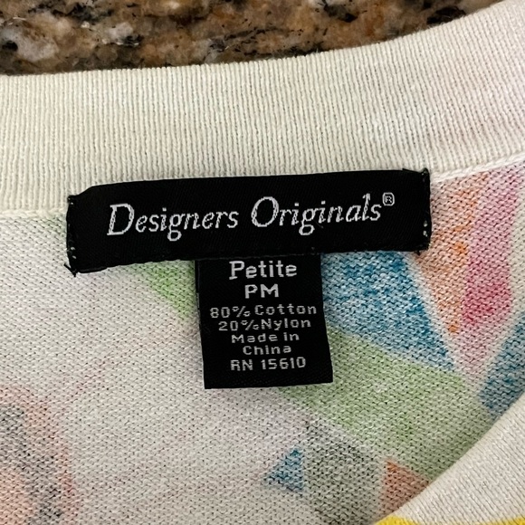 Designers Originals Womens Petite Floral Casual Mature Preppy Cardigan PM 70s - Picture 5 of 8